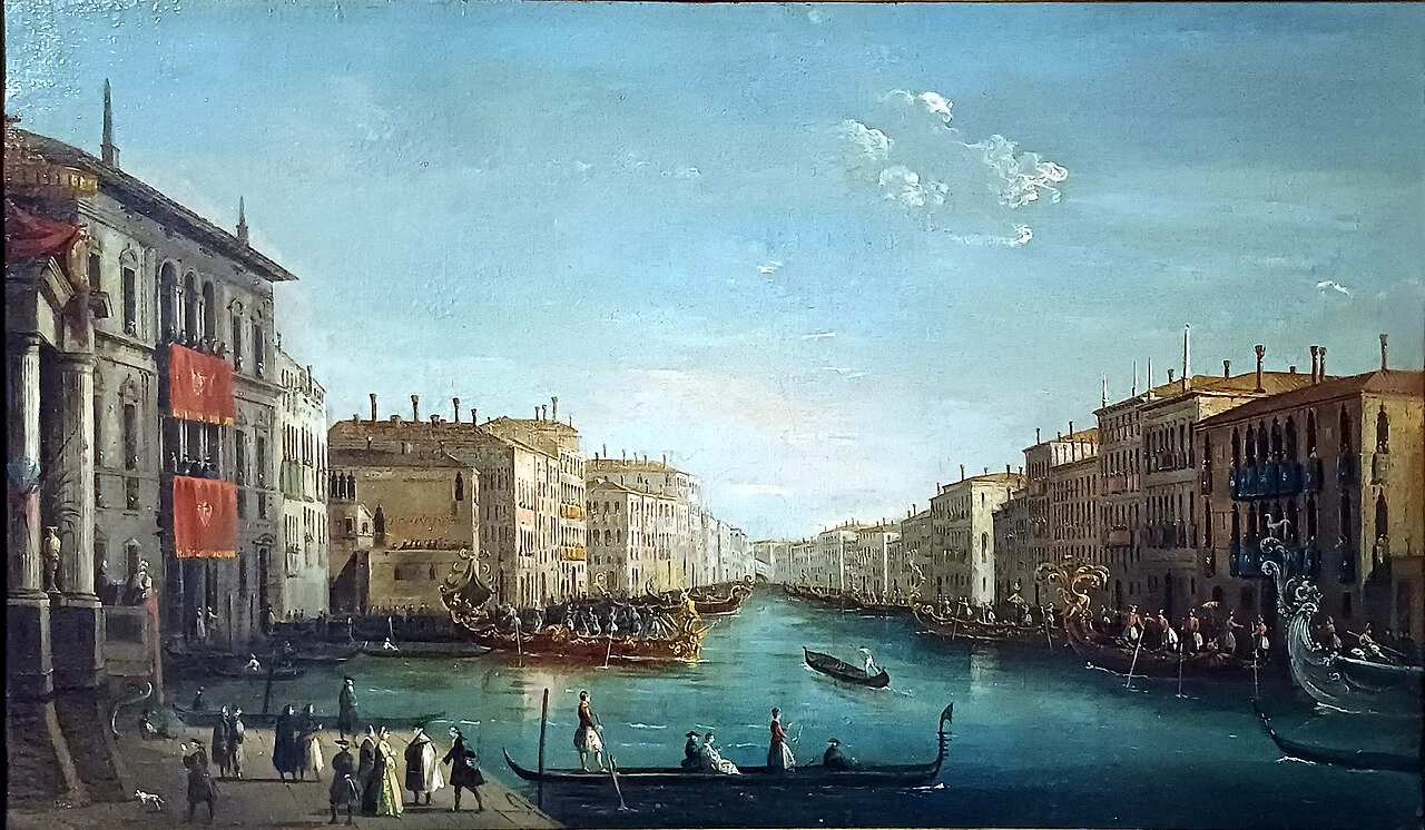 Venezia, Veduta del Canal Grande da Palazzo Balbi al Ponte di Rialto con una regata - Museo Soumaya